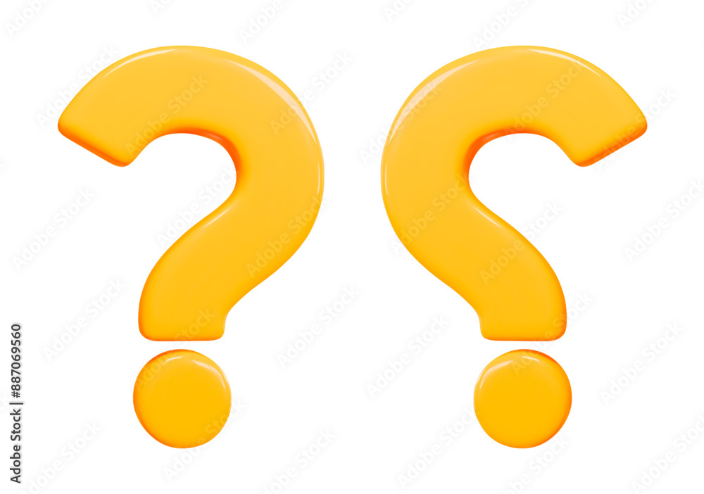 3d yellow question mark. Faq problem solution symbol. Vector illustration on isolated background. 3d yellow question mark. Faq problem solution symbol. Vector illustration on isolated background.