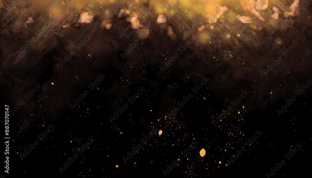 Obraz premium Abstract golden particles floating in a dark. Background Pattern for design with copy space or banner, texture ai image