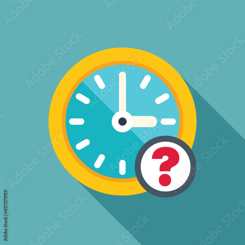 Clock is showing the time passing with a question mark asking what time is it