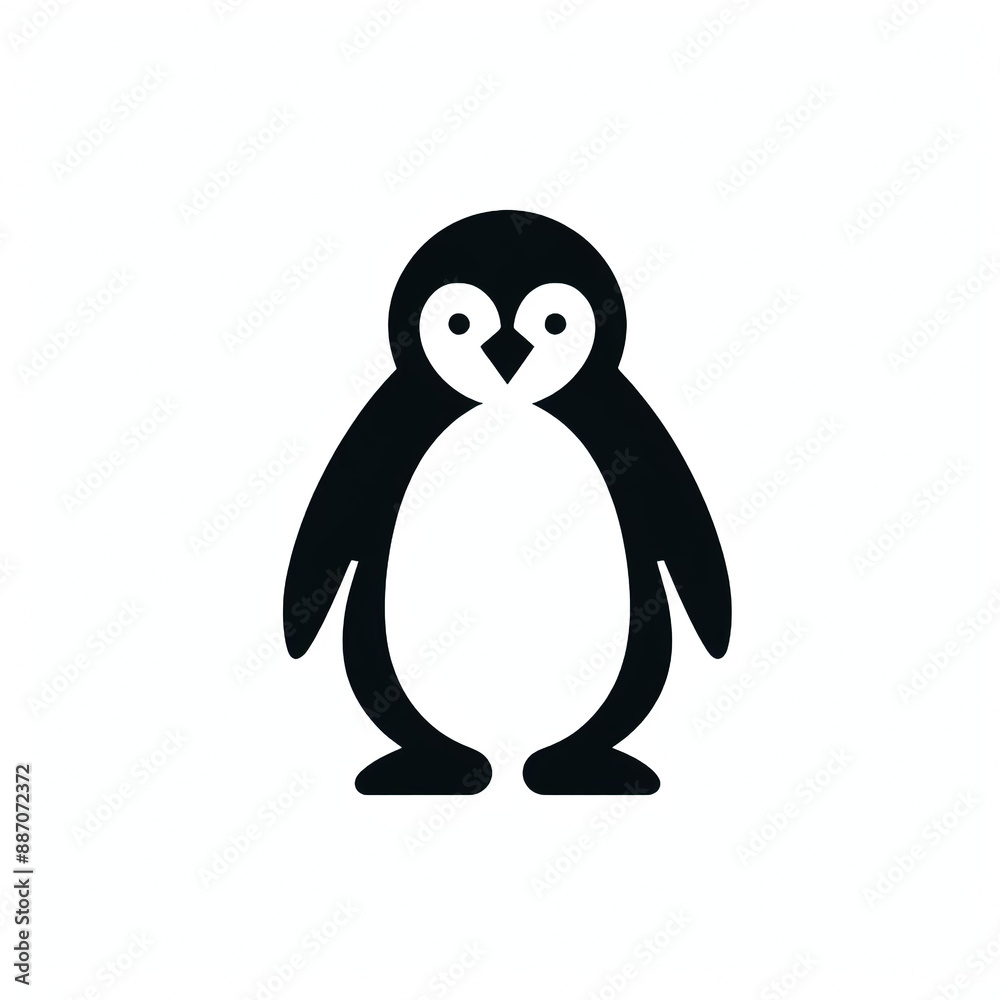 Minimalist penguin silhouette logo on white background Minimalist penguin silhouette logo on white background