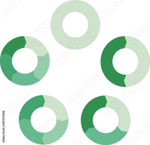 緑の円形のフローチャートのセット