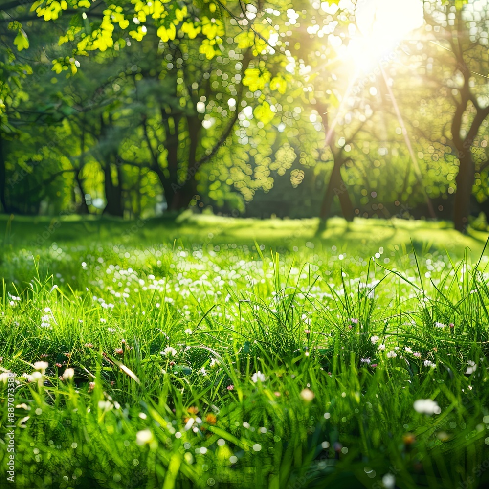 Lush Meadow Sunlit with Vibrant Spring Colors Lush Meadow Sunlit with Vibrant Spring Colors