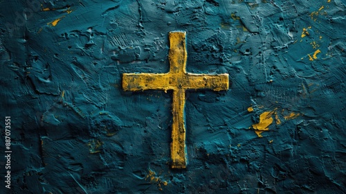 Swedish flag in blue with yellow cross photo