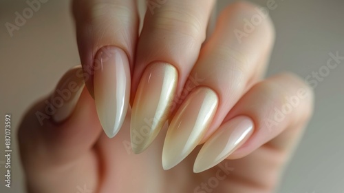 Elegant Manicure with Long AlmondShaped Nails in Subtle Gradient Shades for Fashion and Beauty Design