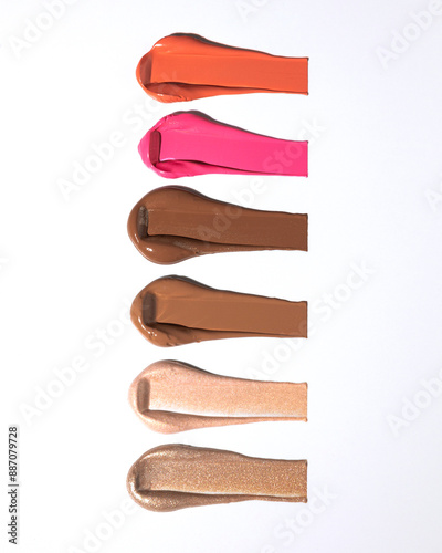 An elegant sample of a cosmetic swatch showcasing a rich shade and silky texture. Perfect for use in advertising campaigns, product catalogs, and sales presentations.