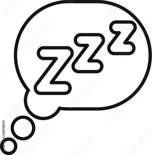 Simple line drawing of a thought bubble showing zzz symbol for sleeping concept