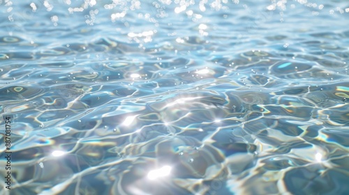 Realistic Clear Water Surface Texture with Glimmers, Ideal for Design Use, Printing, Posters, and Card Backgrounds