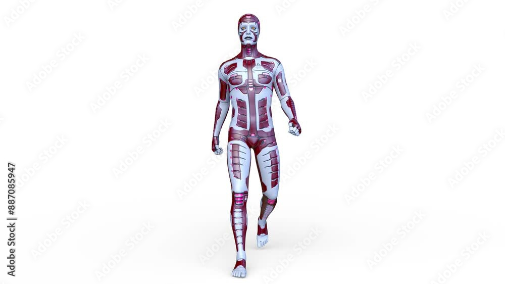 歩く男性サイボーグ 3DCGレンダリング 歩く男性サイボーグ 3DCGレンダリング