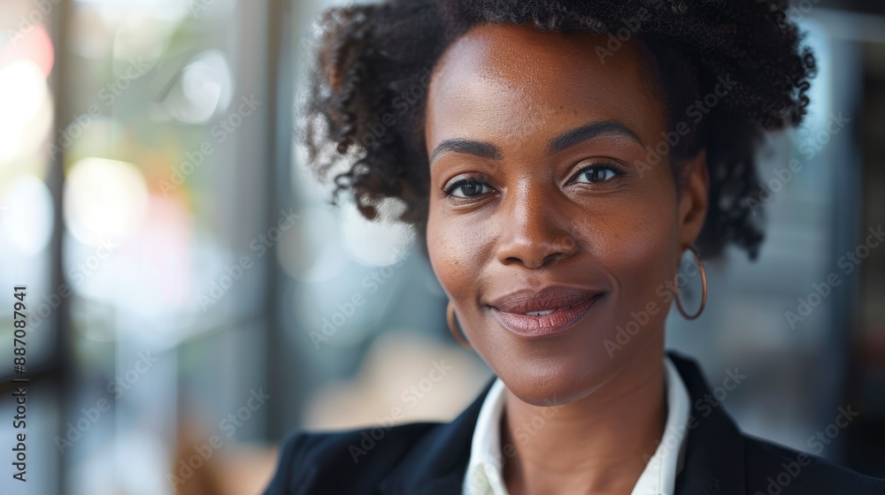 Portrait of a smiling black businesswoman, looking confidently at the camera Portrait of a smiling black businesswoman, looking confidently at the camera