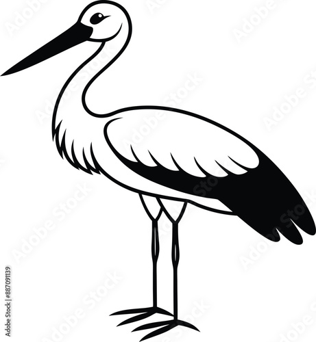 stork simple silhouette on a white background