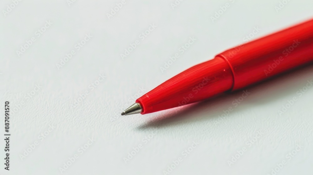 Red pen on a white surface Red pen on a white surface