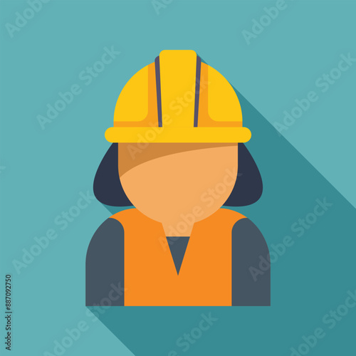 Female construction worker wearing a yellow hard hat and safety vest, representing workplace safety and industry