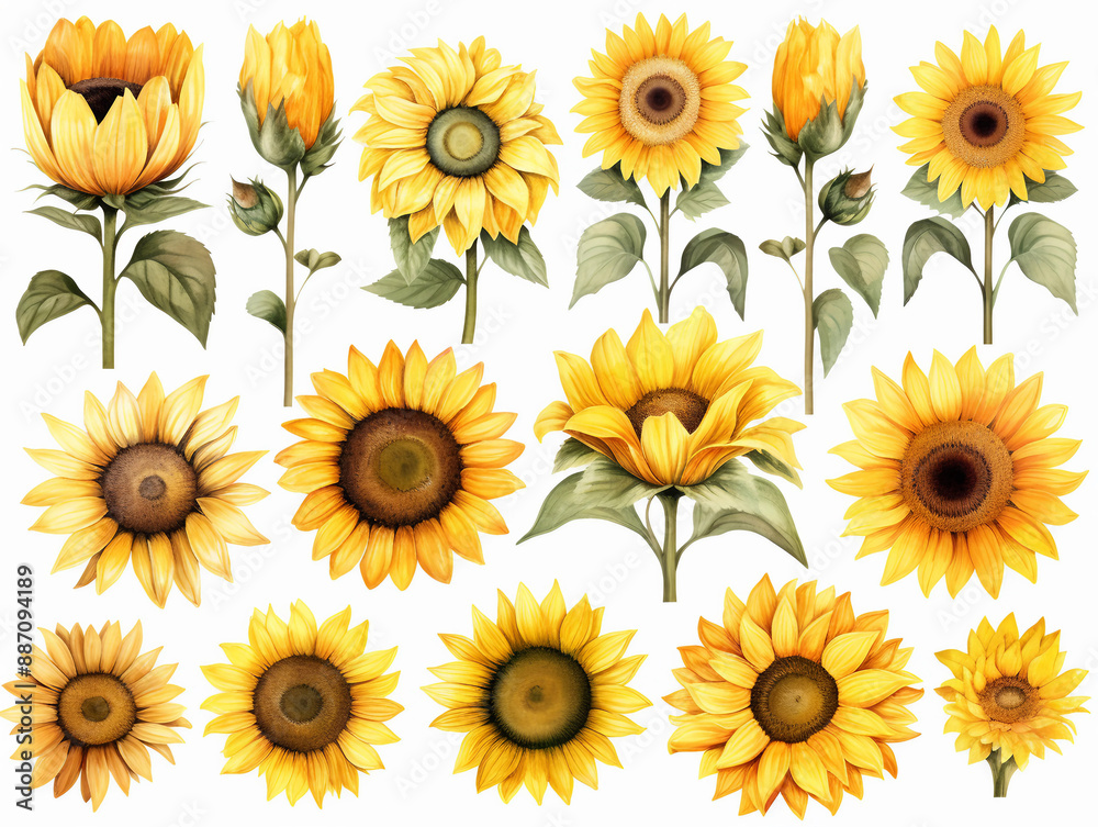 cute sunflower watercolor clipart set cute sunflower watercolor clipart set