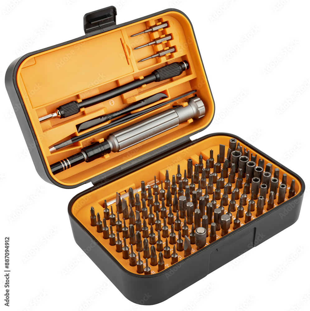 set of tools and screwdriver bits set of tools and screwdriver bits