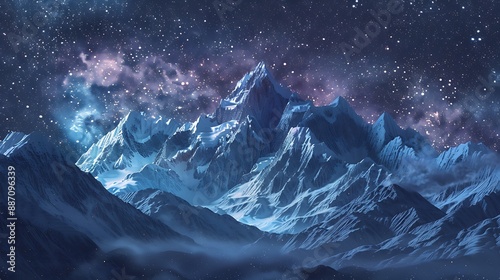 Majestic mountains a blanket of stars overhead