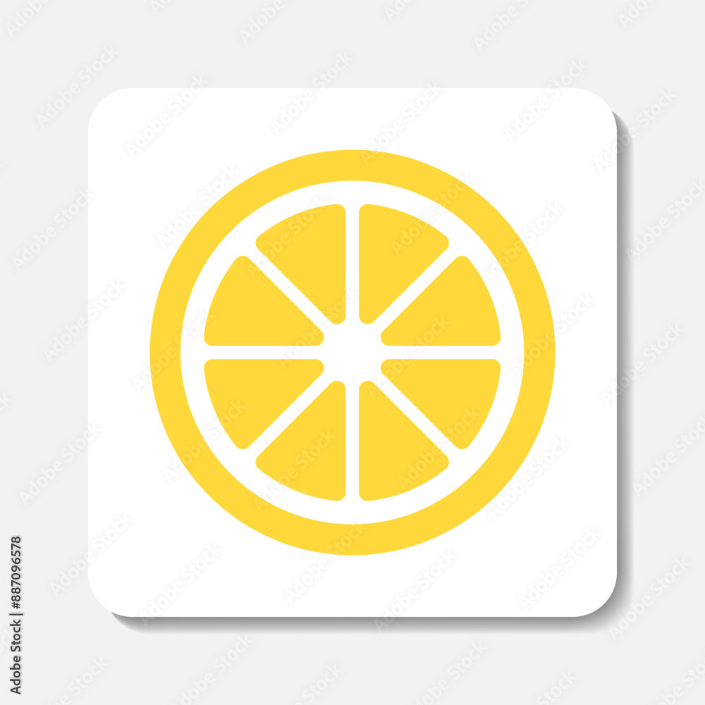 Slice of lemon square flat icon. Stylized yellow flat vector pictogram on white background. Slice of lemon square flat icon. Stylized yellow flat vector pictogram on white background.