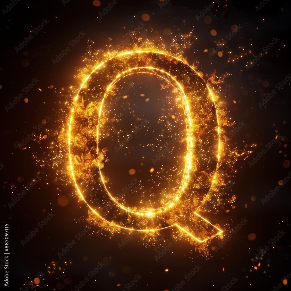 Fototapeta premium Fiery Letter Q