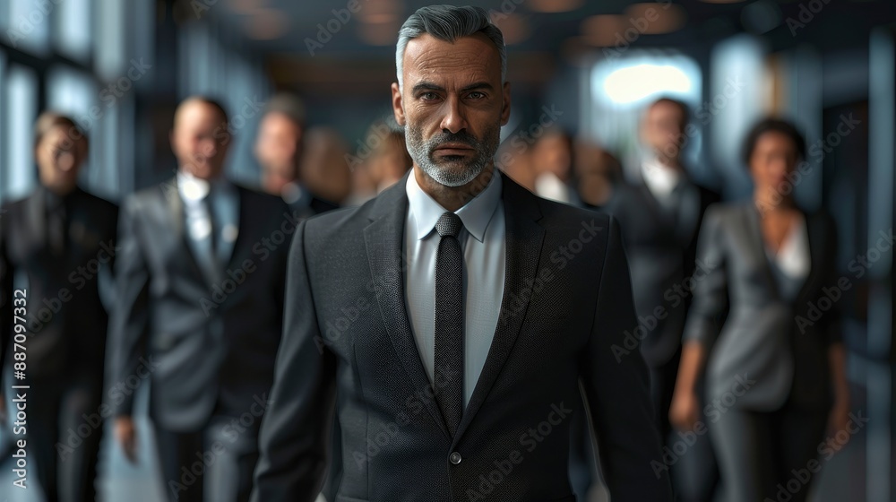 Leading a team of world-class professionals, a business leader in a sharp suit Leading a team of world-class professionals, a business leader in a sharp suit