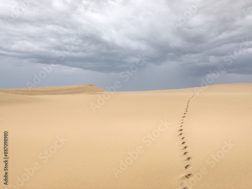 sand dunes in the desert during a cloudy day