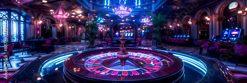 Luxury casino room with roulette no people 