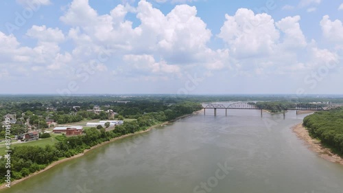 Wallpaper Mural Aerial Drone Sherman Minton Bridge Ohio River  Slow Move and Boom over Ohio River and Railroad Bridge Torontodigital.ca