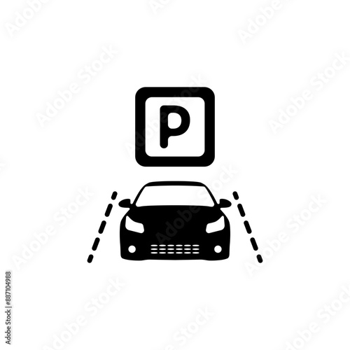 Vector icon of parking with cars. Parking sign vector. Car vector icon. Black parking logo vector.