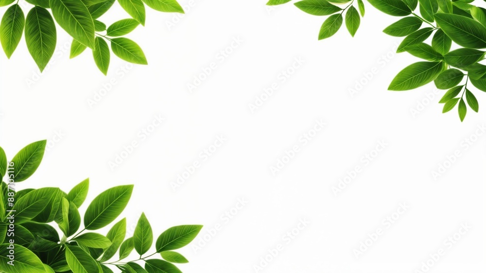 green leaves border isolated on white background green leaves border isolated on white background