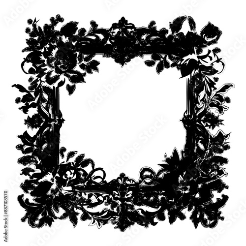 Elegant Vintage Floral Frame in Monochrome Style