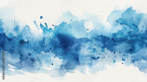 Abstract watercolor background with blue brush strokes