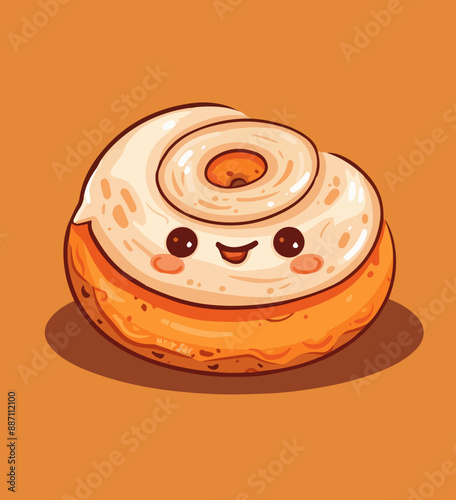 Cute Cartoon Cinnamon Roll Food Character