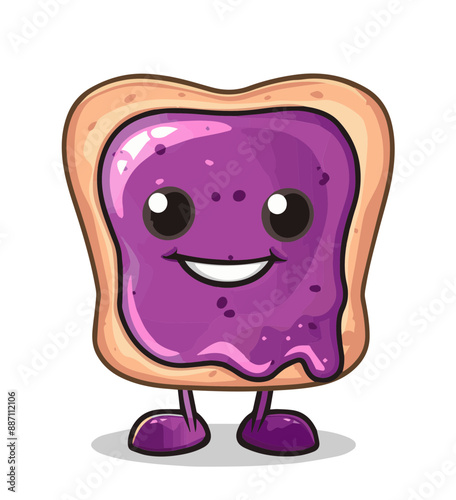 Cute Cartoon Toast with Grape Jelly Food Character