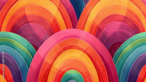 A vibrant abstract art piece featuring layers of colorful overlapping swirling patterns, demonstrating a flow of hues transitioning smoothly from one to another.