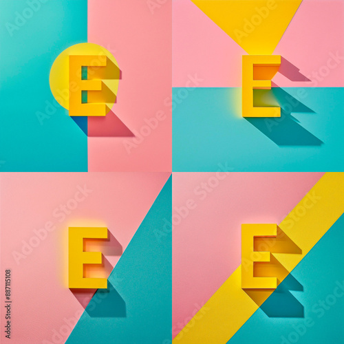 Pack x 4, Colorful Cardstock Letters: Varied Fonts and Pastel Colors for the Complete Alphabet and Additional Symbols, A B C D E F G H I J K M N L LL O P Q R  S T U V W X Y Z ? photo