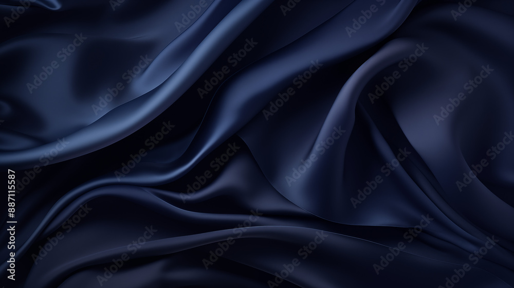 Fototapeta premium Sophisticated Dark Blue Silk Fabric Abstract Waves