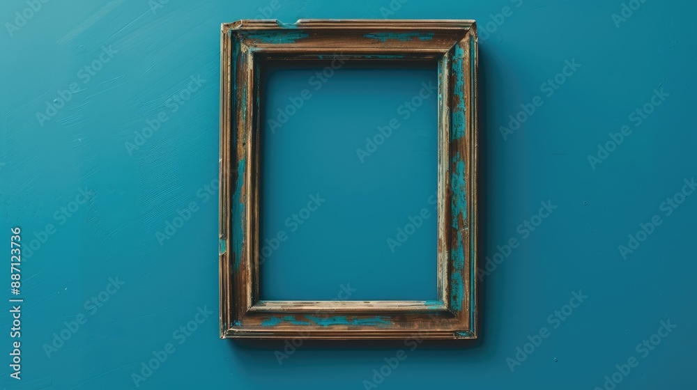 Photo frame with no photo on blue backdrop Photo frame with no photo on blue backdrop