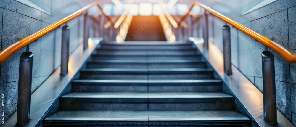 Fototapeta premium Subway Stairs Leading Underground. Generative ai