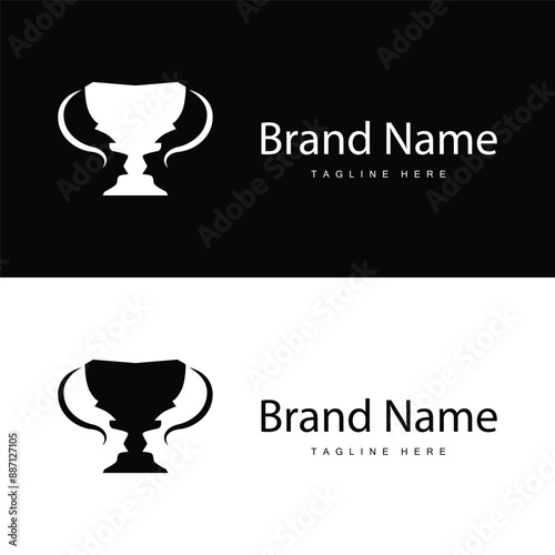 Championship Cup Trophy Logo Illustration Award Winner Template Design