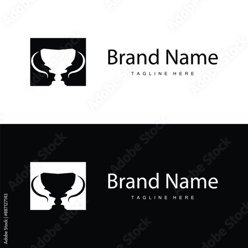 Championship Cup Trophy Logo Illustration Award Winner Template Design