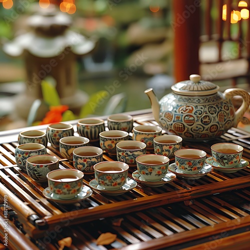 Chinese tea ceremony demonstrating cultural tea rituals etiquette photo