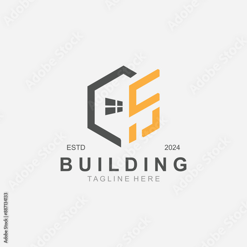 Building logo construction modern real estate symbol for architecture house and property