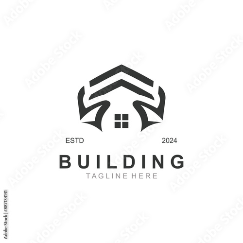 Building logo construction modern real estate symbol for architecture house and property