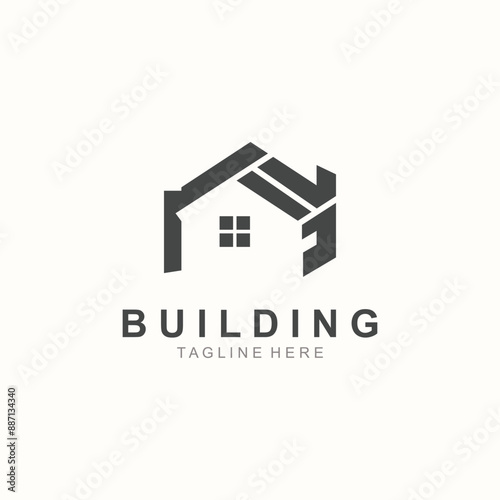 Building logo construction modern real estate symbol for architecture house and property