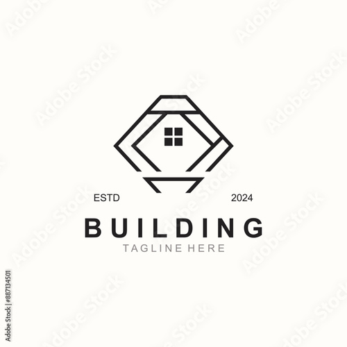 Building logo construction modern real estate symbol for architecture house and property