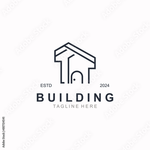 Building logo construction modern real estate symbol for architecture house and property