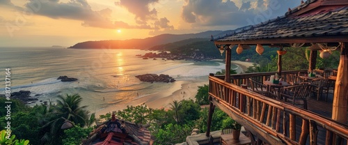A Rooftop Bar View At Ao Yon Yai Beach In Phuket, Thailand, Offering A Vibrant And Scenic Atmosphere