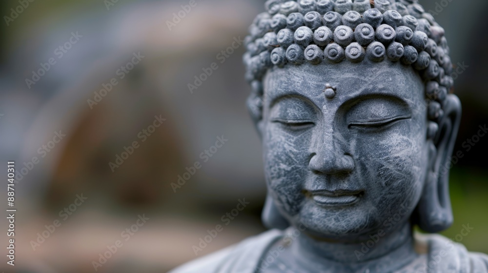 A statue of a Buddha with a serene expression A statue of a Buddha with a serene expression