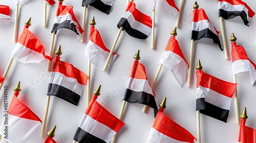 Yemeni Flags on a White Background photo