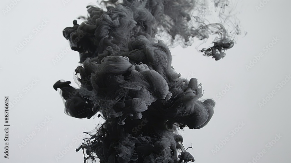 Studio photo of dark smoke against a white backdrop Studio photo of dark smoke against a white backdrop