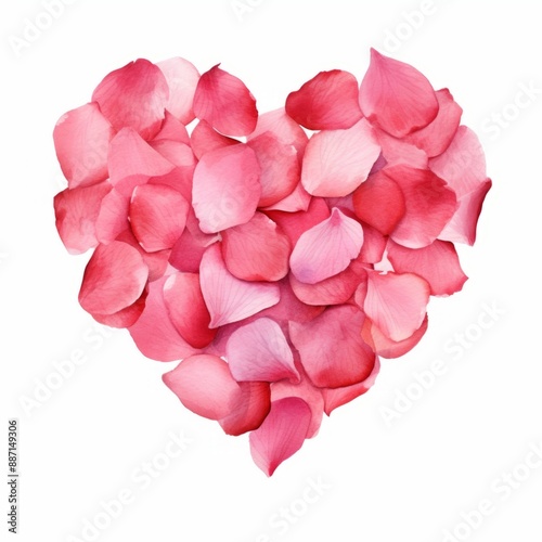 Wallpaper Mural Pink rose petals arranged in a heart shape against a white background Torontodigital.ca