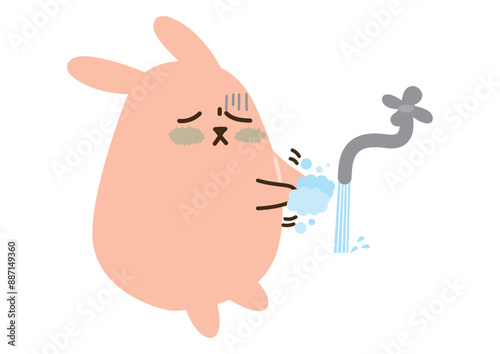 手を洗い続けるうさぎ
